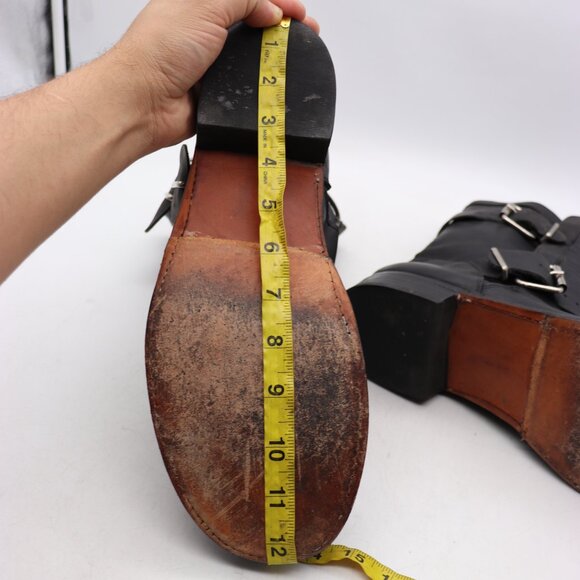Vintage TUK Leather Boots 2 Buckle Black Leather Men\'s Size 11 Pull On Boots main image 4